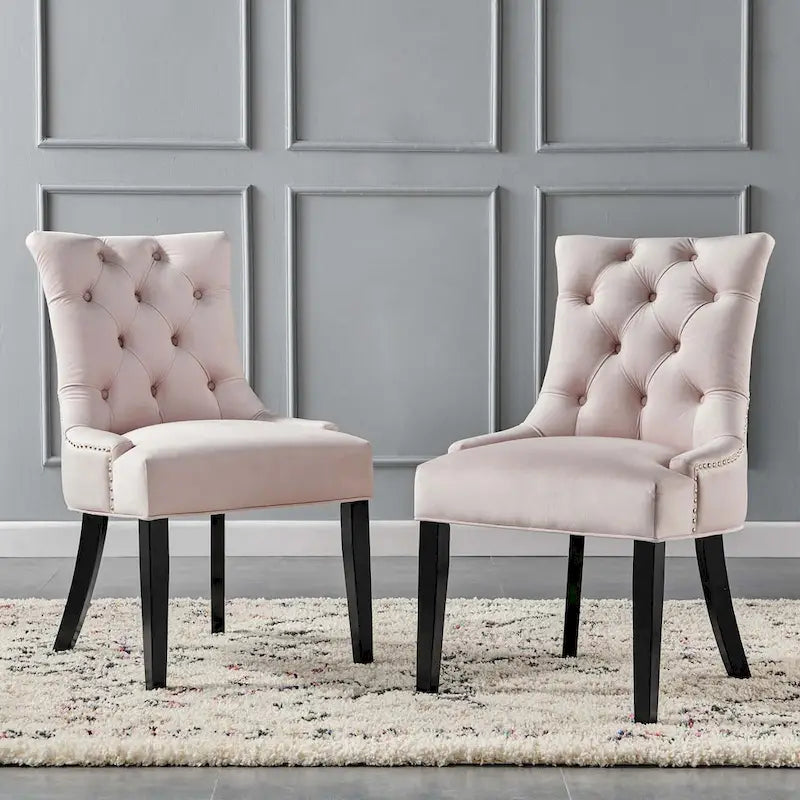 Silver Orchid Kornman Velvet Dining Side Chairs (Set of 2)