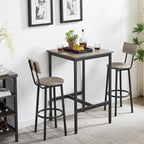 Mieres Industrial Style Rustic Farmhouse 3 Pieces Dining Table Set, Bar Table Set with 2 Bar Stools for Kitchen, Dining Room