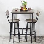 Mieres Industrial Style Rustic Farmhouse 3 Pieces Dining Table Set, Bar Table Set with 2 Bar Stools for Kitchen, Dining Room