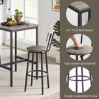 Mieres Industrial Style Rustic Farmhouse 3 Pieces Dining Table Set, Bar Table Set with 2 Bar Stools for Kitchen, Dining Room