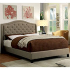 Furniture of America Wall Traditional Grey Fabric Tufted Platform Bed