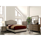 Furniture of America Wall Traditional Grey Fabric Tufted Platform Bed