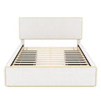 Upholstered Platform Bed with 4 Drawers and Golden Edge