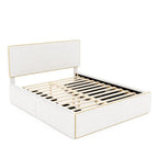 Upholstered Platform Bed with 4 Drawers and Golden Edge