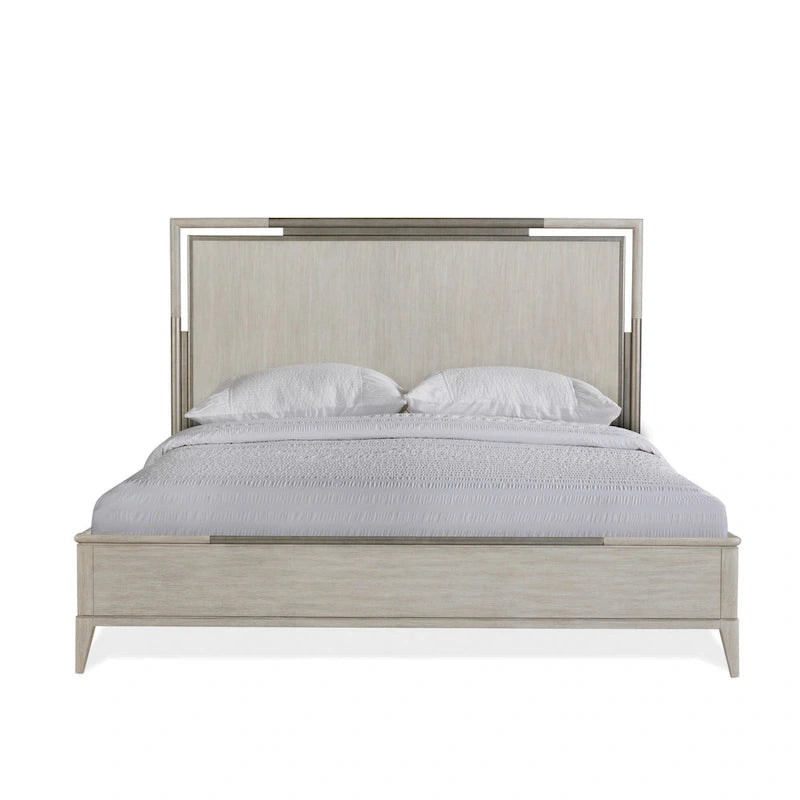 Roundhill Furniture Mantalia Solid Wood Bedroom Set, Panel Bed, Dresser, Mirror, 2 Nightstands, and Bench, Champagne