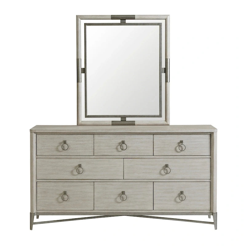 Roundhill Furniture Mantalia Solid Wood Bedroom Set, Panel Bed, Dresser, Mirror, 2 Nightstands, and Bench, Champagne