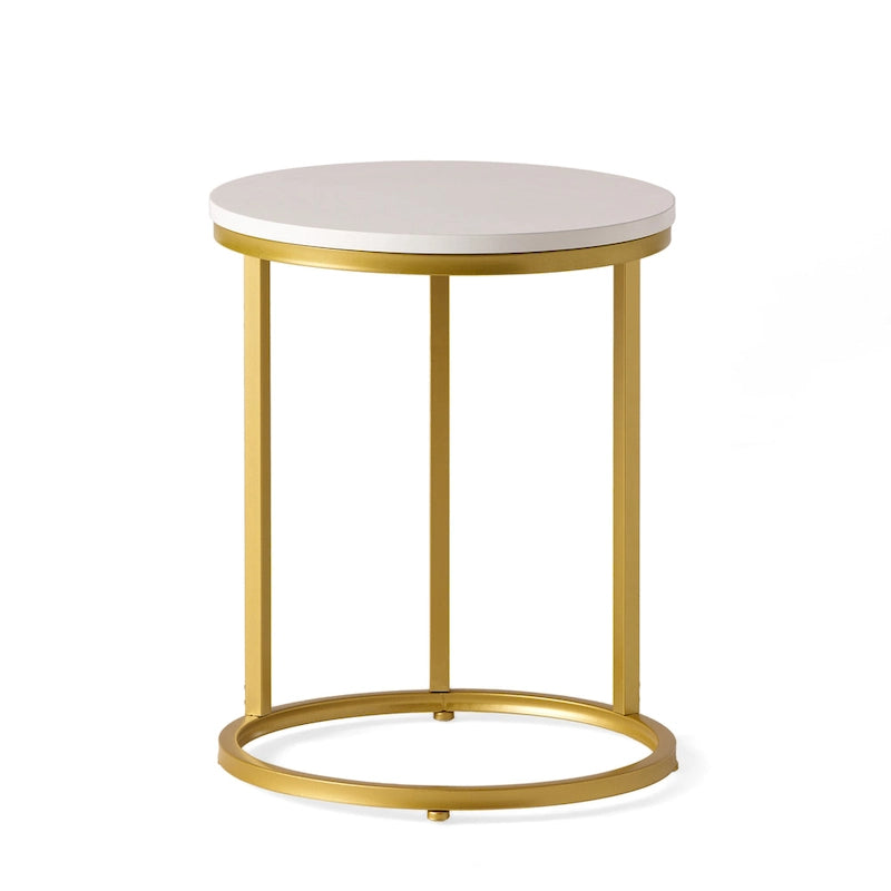 Ingersol Indoor Iron and Faux Wood C Shaped End Table by Christopher Knight Home