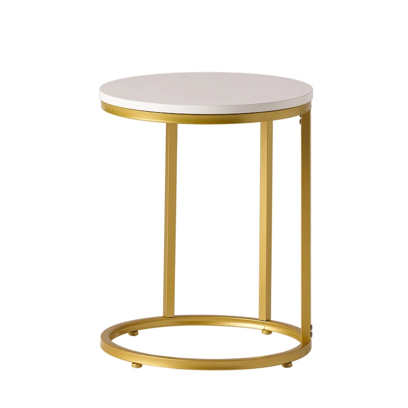 Ingersol Indoor Iron and Faux Wood C Shaped End Table by Christopher Knight Home