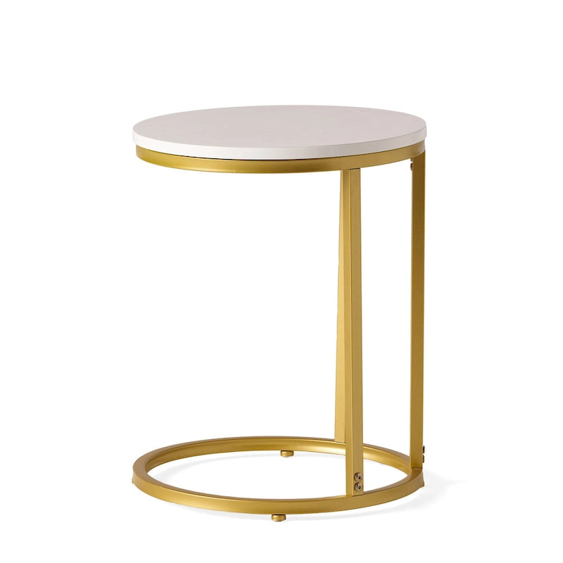 Ingersol Indoor Iron and Faux Wood C Shaped End Table by Christopher Knight Home