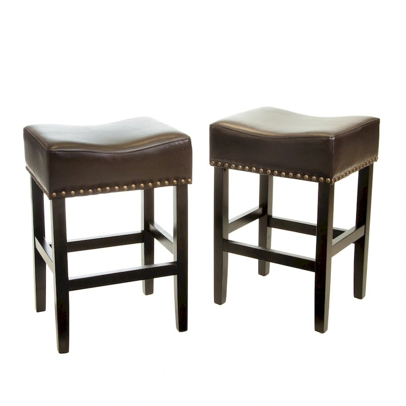 Lisette 26-inch Brown Backless Counter Stool (Set of 2) by Christopher Knight Home - 18.00 D x 15.50 W x 26.00 H