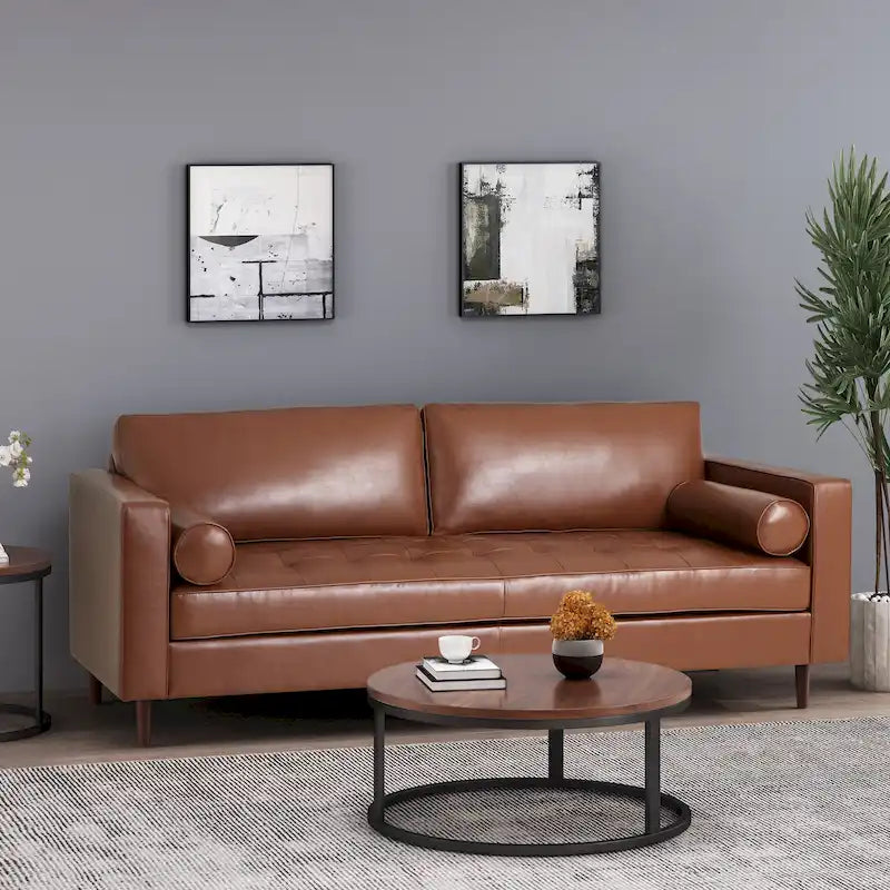 Malinta Contemporary Tufted 3 Seater Sofa by Christopher Knight Home - 82.25  L x 33.00  W x 33.00  H