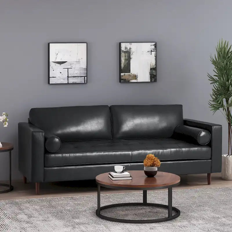 Malinta Contemporary Tufted 3 Seater Sofa by Christopher Knight Home - 82.25  L x 33.00  W x 33.00  H