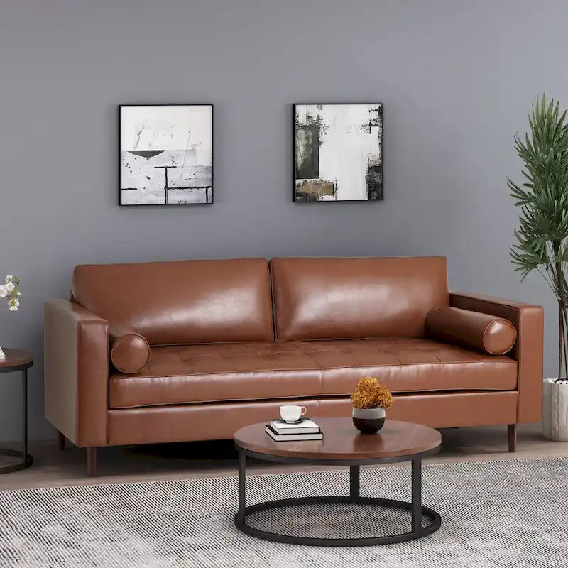 Malinta Contemporary Tufted 3 Seater Sofa by Christopher Knight Home - 82.25  L x 33.00  W x 33.00  H