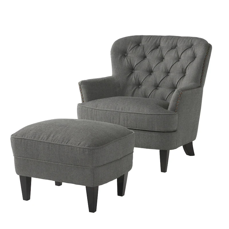 Tafton Tufted Club Chair with Ottoman by Christopher Knight Home