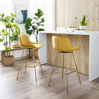 Art Leon 2pcs Comfortable Velvet Swivel Bar Stools