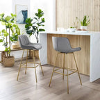 Art Leon 2pcs Comfortable Velvet Swivel Bar Stools