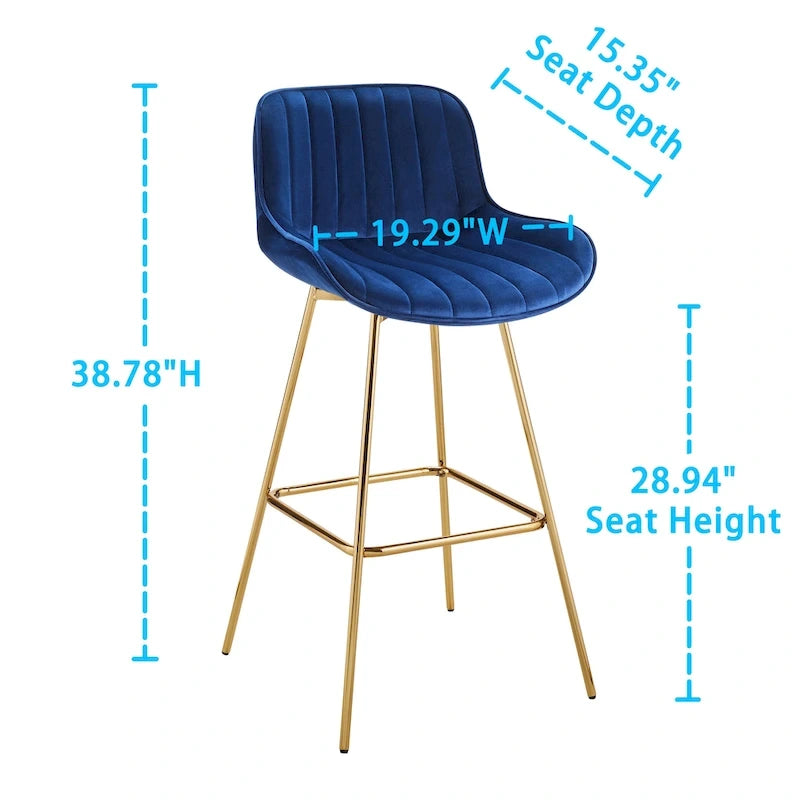 Art Leon 2pcs Comfortable Velvet Swivel Bar Stools
