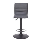 Modern Channel Stitched Adjustable Height Swivel Barstool with Footrest