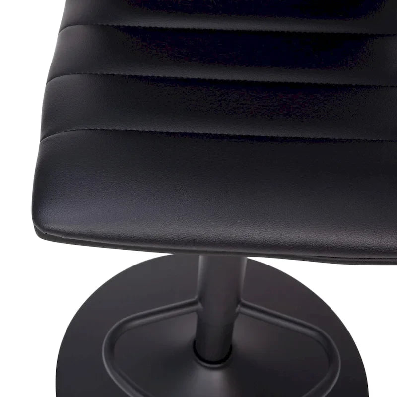 Modern Channel Stitched Adjustable Height Swivel Barstool with Footrest