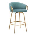 Silver Orchid Battista 26  Fixed-Height Gold Counter Stool with Round Gold Footrest (Set of 2)