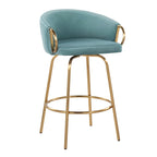 Silver Orchid Battista 26  Fixed-Height Gold Counter Stool with Round Gold Footrest (Set of 2)