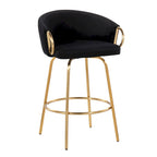 Silver Orchid Battista 26  Fixed-Height Gold Counter Stool with Round Gold Footrest (Set of 2)