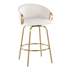 Silver Orchid Battista 26  Fixed-Height Gold Counter Stool with Round Gold Footrest (Set of 2)
