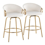 Silver Orchid Battista 26  Fixed-Height Gold Counter Stool with Round Gold Footrest (Set of 2)