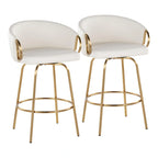 Silver Orchid Battista 26  Fixed-Height Gold Counter Stool with Round Gold Footrest (Set of 2)