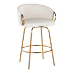 Silver Orchid Battista 26  Fixed-Height Gold Counter Stool with Round Gold Footrest (Set of 2)