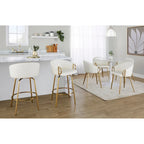 Silver Orchid Battista 26  Fixed-Height Gold Counter Stool with Round Gold Footrest (Set of 2)