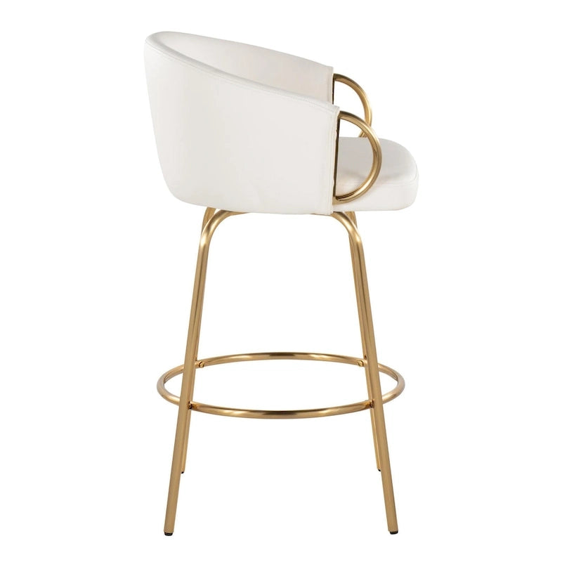 Silver Orchid Battista 26  Fixed-Height Gold Counter Stool with Round Gold Footrest (Set of 2)