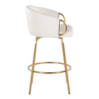 Silver Orchid Battista 26  Fixed-Height Gold Counter Stool with Round Gold Footrest (Set of 2)