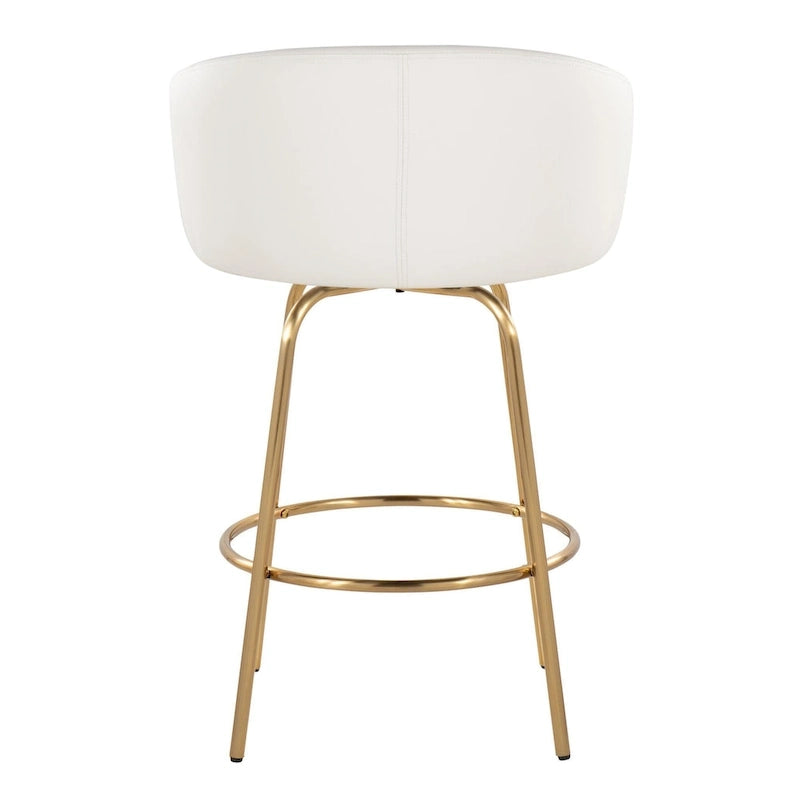 Silver Orchid Battista 26  Fixed-Height Gold Counter Stool with Round Gold Footrest (Set of 2)