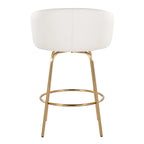 Silver Orchid Battista 26  Fixed-Height Gold Counter Stool with Round Gold Footrest (Set of 2)