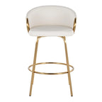 Silver Orchid Battista 26  Fixed-Height Gold Counter Stool with Round Gold Footrest (Set of 2)