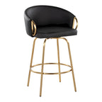 Silver Orchid Battista 26  Fixed-Height Gold Counter Stool with Round Gold Footrest (Set of 2)