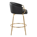Silver Orchid Battista 26  Fixed-Height Gold Counter Stool with Round Gold Footrest (Set of 2)