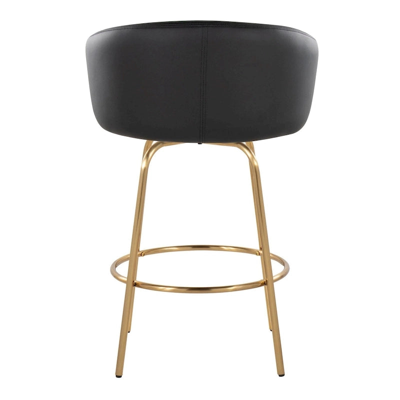 Silver Orchid Battista 26  Fixed-Height Gold Counter Stool with Round Gold Footrest (Set of 2)