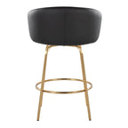 Silver Orchid Battista 26  Fixed-Height Gold Counter Stool with Round Gold Footrest (Set of 2)