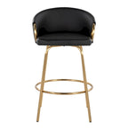 Silver Orchid Battista 26  Fixed-Height Gold Counter Stool with Round Gold Footrest (Set of 2)