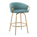 Silver Orchid Battista 26  Fixed-Height Gold Counter Stool with Round Gold Footrest (Set of 2)