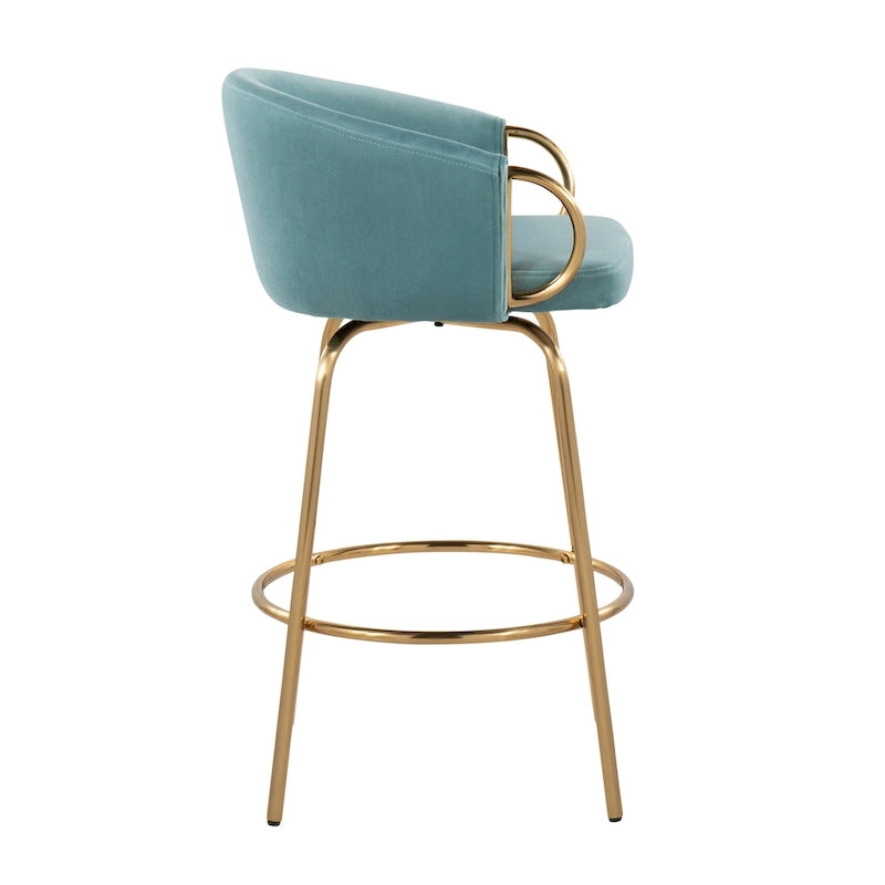 Silver Orchid Battista 26  Fixed-Height Gold Counter Stool with Round Gold Footrest (Set of 2)