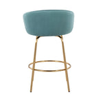 Silver Orchid Battista 26  Fixed-Height Gold Counter Stool with Round Gold Footrest (Set of 2)