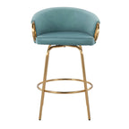 Silver Orchid Battista 26  Fixed-Height Gold Counter Stool with Round Gold Footrest (Set of 2)