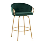 Silver Orchid Battista 26  Fixed-Height Gold Counter Stool with Round Gold Footrest (Set of 2)