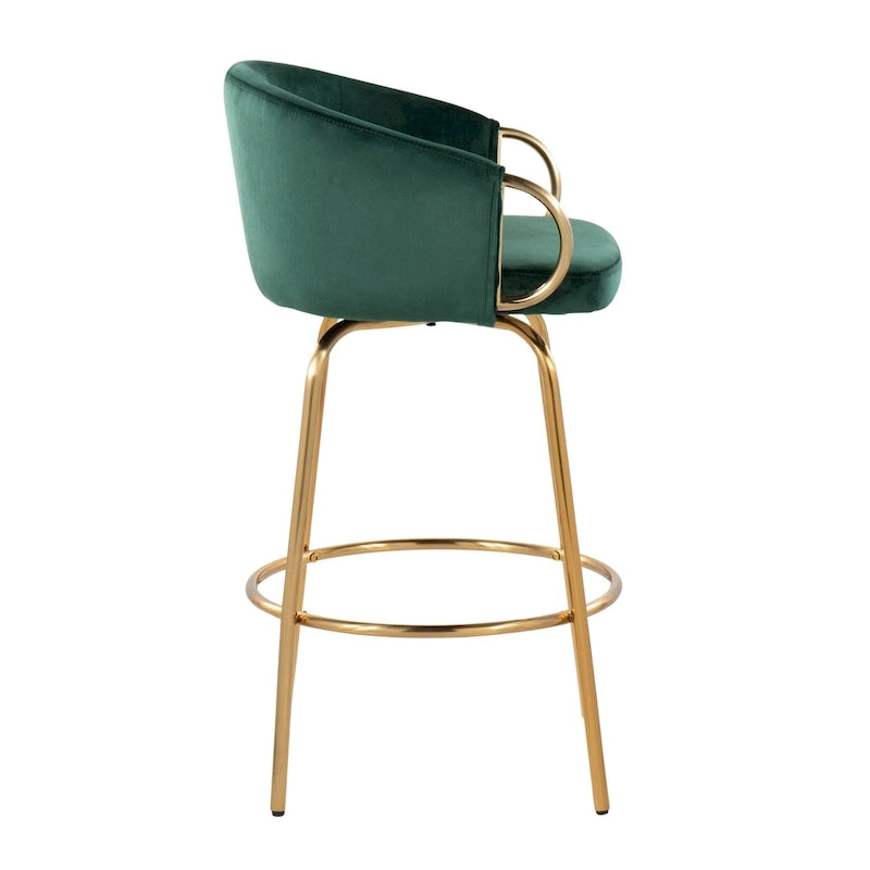 Silver Orchid Battista 26  Fixed-Height Gold Counter Stool with Round Gold Footrest (Set of 2)