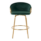 Silver Orchid Battista 26  Fixed-Height Gold Counter Stool with Round Gold Footrest (Set of 2)