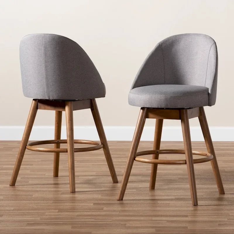 Mid-Century Modern Swivel 2-Piece Counter Stool Set