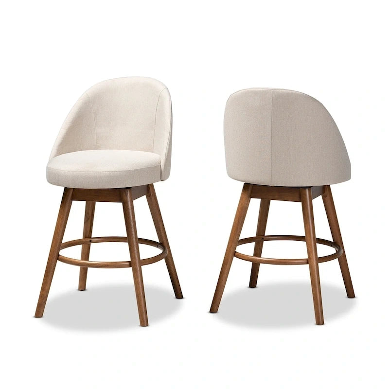 Mid-Century Modern Swivel 2-Piece Counter Stool Set